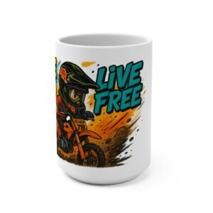 Motorcycle Adventure Mug, Dirt Bike Gift, Rider Coffee Cup, Live Free Ceramic Mug, Off-Road Enthusiast Drinkware